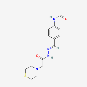molecular formula C15H20N4O2S B3836172 N-[(E)-(4-acetamidophenyl)methylideneamino]-2-thiomorpholin-4-ylacetamide 