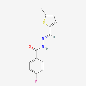 molecular formula C13H11FN2OS B3836236 4-fluoro-N-[(E)-(5-methylthiophen-2-yl)methylideneamino]benzamide 