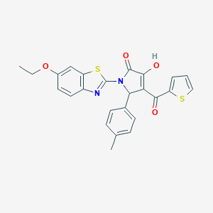 molecular formula C25H20N2O4S2 B383635 1-(6-ethoxy-1,3-benzothiazol-2-yl)-4-hydroxy-2-(4-methylphenyl)-3-(thiophene-2-carbonyl)-2H-pyrrol-5-one CAS No. 514191-84-5