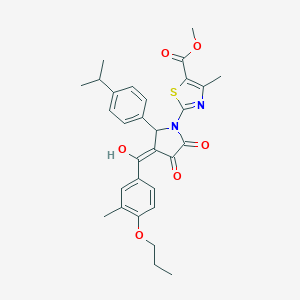 molecular formula C30H32N2O6S B383648 METHYL 2-[3-HYDROXY-4-(3-METHYL-4-PROPOXYBENZOYL)-2-OXO-5-[4-(PROPAN-2-YL)PHENYL]-2,5-DIHYDRO-1H-PYRROL-1-YL]-4-METHYL-1,3-THIAZOLE-5-CARBOXYLATE 