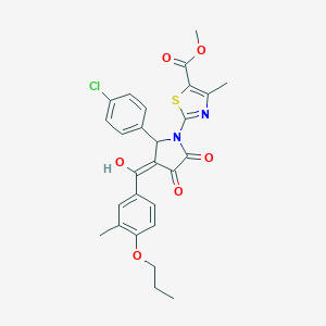 molecular formula C27H25ClN2O6S B383649 methyl 2-[2-(4-chlorophenyl)-4-hydroxy-3-(3-methyl-4-propoxybenzoyl)-5-oxo-2,5-dihydro-1H-pyrrol-1-yl]-4-methyl-1,3-thiazole-5-carboxylate 