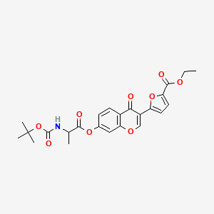 molecular formula C24H25NO9 B3836502 Ethyl 5-[7-[2-[(2-methylpropan-2-yl)oxycarbonylamino]propanoyloxy]-4-oxochromen-3-yl]furan-2-carboxylate 