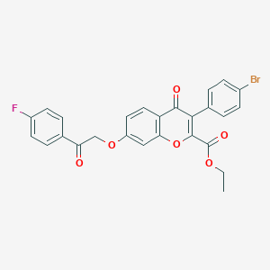 molecular formula C26H18BrFO6 B383665 ethyl 3-(4-bromophenyl)-7-[2-(4-fluorophenyl)-2-oxoethoxy]-4-oxo-4H-chromene-2-carboxylate 