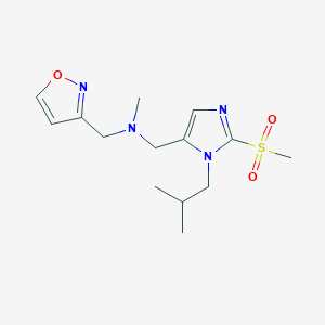 molecular formula C14H22N4O3S B3836760 N-methyl-N-[[3-(2-methylpropyl)-2-methylsulfonylimidazol-4-yl]methyl]-1-(1,2-oxazol-3-yl)methanamine 