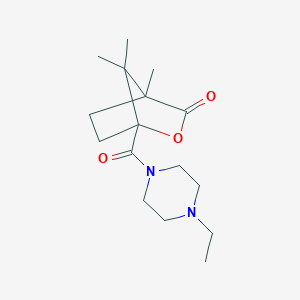 1-[(4-Ethyl-1-piperazinyl)carbonyl]-4,7,7-trimethyl-2-oxabicyclo[2.2.1]heptan-3-one