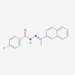 molecular formula C19H15FN2O B3837271 4-fluoro-N-[(E)-1-naphthalen-2-ylethylideneamino]benzamide 