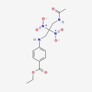 molecular formula C14H18N4O7 B3837376 Ethyl 4-[(3-acetamido-2,2-dinitropropyl)amino]benzoate 