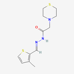 molecular formula C12H17N3OS2 B3837436 N-[(E)-(3-Methyl-2-thienyl)methyleneamino]-2-thiomorpholino-acetamide 