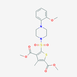 molecular formula C20H24N2O7S2 B383752 Dimethyl 5-((4-(2-methoxyphenyl)piperazin-1-yl)sulfonyl)-3-methylthiophene-2,4-dicarboxylate CAS No. 612044-99-2