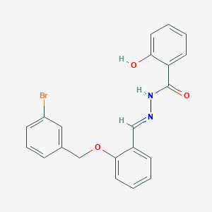 molecular formula C21H17BrN2O3 B3837576 N-[(E)-[2-[(3-bromophenyl)methoxy]phenyl]methylideneamino]-2-hydroxybenzamide 