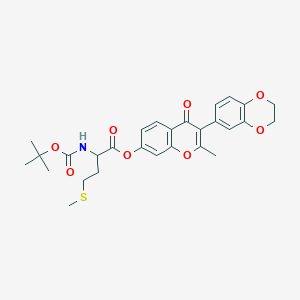 molecular formula C28H31NO8S B3837585 [3-(2,3-Dihydro-1,4-benzodioxin-6-yl)-2-methyl-4-oxochromen-7-yl] 2-[(2-methylpropan-2-yl)oxycarbonylamino]-4-methylsulfanylbutanoate 