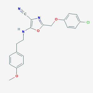 molecular formula C20H18ClN3O3 B383769 2-[(4-Chlorophenoxy)methyl]-5-{[2-(4-methoxyphenyl)ethyl]amino}-1,3-oxazole-4-carbonitrile CAS No. 606948-54-3