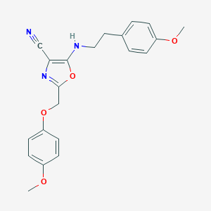 2-[(4-Methoxyphenoxy)methyl]-5-{[2-(4-methoxyphenyl)ethyl]amino}-1,3-oxazole-4-carbonitrile