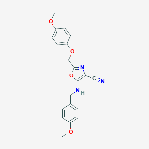 molecular formula C20H19N3O4 B383778 5-[(4-Methoxybenzyl)amino]-2-[(4-methoxyphenoxy)methyl]-1,3-oxazole-4-carbonitrile CAS No. 578747-20-3