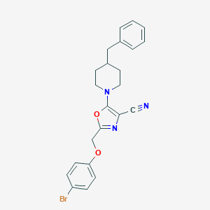 molecular formula C23H22BrN3O2 B383781 5-(4-Benzylpiperidin-1-yl)-2-[(4-bromophenoxy)methyl]-1,3-oxazole-4-carbonitrile 
