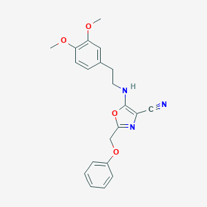 molecular formula C21H21N3O4 B383782 5-{[2-(3,4-Dimethoxyphenyl)ethyl]amino}-2-(phenoxymethyl)-1,3-oxazole-4-carbonitrile CAS No. 606946-80-9