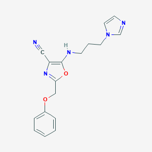 molecular formula C17H17N5O2 B383784 5-{[3-(1H-imidazol-1-yl)propyl]amino}-2-(phenoxymethyl)-1,3-oxazole-4-carbonitrile CAS No. 606948-20-3