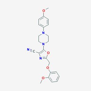 molecular formula C23H24N4O4 B383788 2-[(2-Methoxyphenoxy)methyl]-5-[4-(4-methoxyphenyl)piperazin-1-yl]-1,3-oxazole-4-carbonitrile CAS No. 578700-32-0
