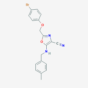 molecular formula C19H16BrN3O2 B383790 2-[(4-Bromophenoxy)methyl]-5-[(4-methylbenzyl)amino]-1,3-oxazole-4-carbonitrile 