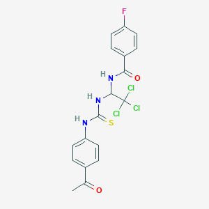 molecular formula C18H15Cl3FN3O2S B383801 N-(1-{[(4-acetylanilino)carbothioyl]amino}-2,2,2-trichloroethyl)-4-fluorobenzamide 