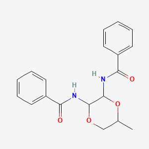 molecular formula C19H20N2O4 B3838053 N-(3-benzamido-5-methyl-1,4-dioxan-2-yl)benzamide 