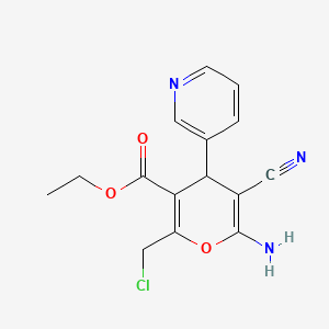 molecular formula C15H14ClN3O3 B3838259 ethyl 6-amino-2-(chloromethyl)-5-cyano-4-(pyridin-3-yl)-4H-pyran-3-carboxylate 