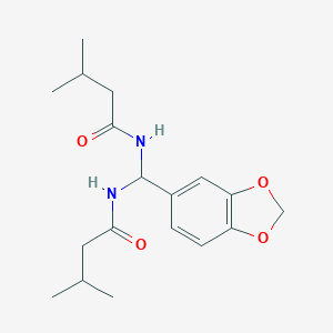molecular formula C18H26N2O4 B383826 N-[1,3-benzodioxol-5-yl-(3-methylbutanoylamino)methyl]-3-methylbutanamide CAS No. 514197-84-3