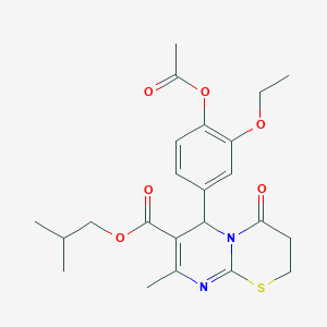 molecular formula C23H28N2O6S B383846 isobutyl 6-[4-(acetyloxy)-3-ethoxyphenyl]-8-methyl-4-oxo-3,4-dihydro-2H,6H-pyrimido[2,1-b][1,3]thiazine-7-carboxylate 