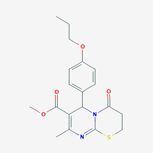 molecular formula C19H22N2O4S B383847 methyl 8-methyl-4-oxo-6-(4-propoxyphenyl)-3,6-dihydro-2H-pyrimido[2,1-b][1,3]thiazine-7-carboxylate CAS No. 608490-39-7