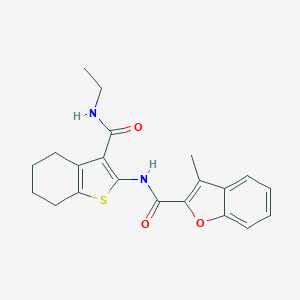 molecular formula C21H22N2O3S B383850 N-[3-(ethylcarbamoyl)-4,5,6,7-tetrahydro-1-benzothiophen-2-yl]-3-methyl-1-benzofuran-2-carboxamide 