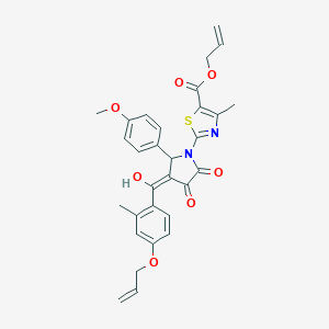 molecular formula C30H28N2O7S B383869 PROP-2-EN-1-YL 2-[3-HYDROXY-5-(4-METHOXYPHENYL)-4-[2-METHYL-4-(PROP-2-EN-1-YLOXY)BENZOYL]-2-OXO-2,5-DIHYDRO-1H-PYRROL-1-YL]-4-METHYL-1,3-THIAZOLE-5-CARBOXYLATE 