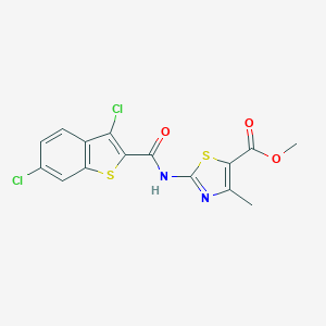 molecular formula C15H10Cl2N2O3S2 B383876 Methyl 2-{[(3,6-dichloro-1-benzothien-2-yl)carbonyl]amino}-4-methyl-1,3-thiazole-5-carboxylate CAS No. 380890-38-0