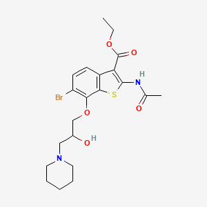 molecular formula C21H27BrN2O5S B3838780 Ethyl 2-(acetylamino)-6-bromo-7-[2-hydroxy-3-(piperidin-1-yl)propoxy]-1-benzothiophene-3-carboxylate 