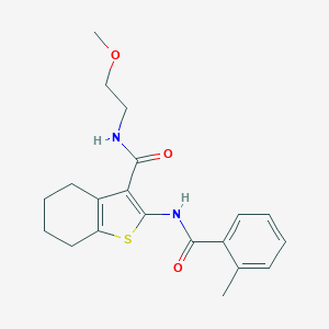 molecular formula C20H24N2O3S B383882 N-(2-methoxyethyl)-2-[(2-methylbenzoyl)amino]-4,5,6,7-tetrahydro-1-benzothiophene-3-carboxamide 