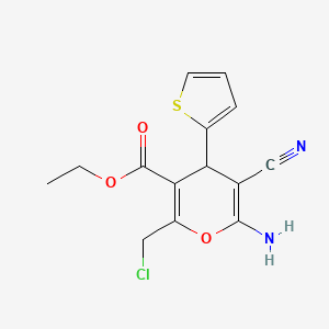 molecular formula C14H13ClN2O3S B3838833 ethyl 6-amino-2-(chloromethyl)-5-cyano-4-(thiophen-2-yl)-4H-pyran-3-carboxylate 