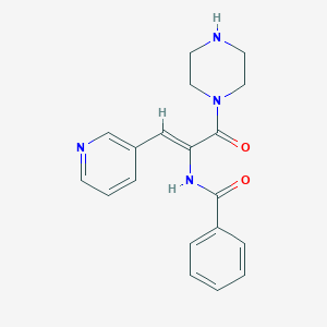 molecular formula C19H20N4O2 B3838906 N-[(Z)-3-oxo-3-piperazin-1-yl-1-pyridin-3-ylprop-1-en-2-yl]benzamide 