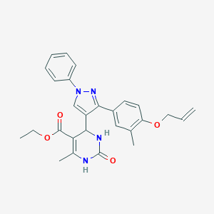 molecular formula C27H28N4O4 B383900 ethyl 6-methyl-4-{3-[3-methyl-4-(prop-2-en-1-yloxy)phenyl]-1-phenyl-1H-pyrazol-4-yl}-2-oxo-1,2,3,4-tetrahydropyrimidine-5-carboxylate CAS No. 955858-17-0