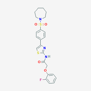 molecular formula C23H24FN3O4S2 B383902 N-{4-[4-(azepan-1-ylsulfonyl)phenyl]-1,3-thiazol-2-yl}-2-(2-fluorophenoxy)acetamide CAS No. 500105-14-6
