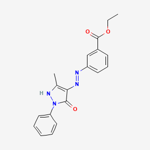 molecular formula C19H18N4O3 B3839035 ethyl 3-[2-(3-methyl-5-oxo-1-phenyl-2H-pyrazol-4-yl)diazen-1-yl]benzoate 