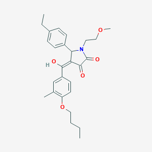 (4E)-4-[(4-butoxy-3-methylphenyl)-hydroxymethylidene]-5-(4-ethylphenyl)-1-(2-methoxyethyl)pyrrolidine-2,3-dione