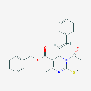 molecular formula C24H22N2O3S B383932 BENZYL 8-METHYL-4-OXO-6-[(1E)-2-PHENYLETHENYL]-2H,3H,4H,6H-PYRIMIDO[2,1-B][1,3]THIAZINE-7-CARBOXYLATE 