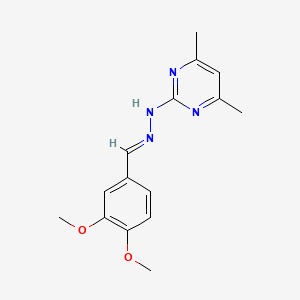 molecular formula C15H18N4O2 B3839356 N-(3,4-DIMETHOXY-BENZYLIDENE)-N'-(4,6-DIMETHYL-1H-PYRIMIDIN-2-YLIDENE)-HYDRAZINE 
