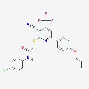 molecular formula C24H17ClF3N3O2S B383941 N-(4-chlorophenyl)-2-({3-cyano-6-[4-(prop-2-en-1-yloxy)phenyl]-4-(trifluoromethyl)pyridin-2-yl}sulfanyl)acetamide 