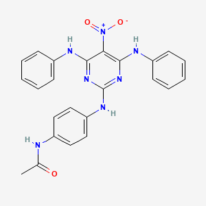 molecular formula C24H21N7O3 B3839606 N-[4-[(4,6-dianilino-5-nitropyrimidin-2-yl)amino]phenyl]acetamide 