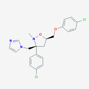 molecular formula C21H21Cl2N3O2 B038397 (3R,5R)-5-[(4-chlorophenoxy)methyl]-3-(4-chlorophenyl)-3-(imidazol-1-ylmethyl)-2-methyl-1,2-oxazolidine CAS No. 114372-38-2