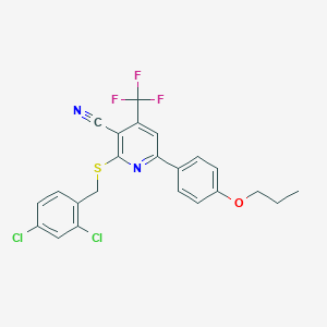 2-[(2,4-Dichlorobenzyl)sulfanyl]-6-(4-propoxyphenyl)-4-(trifluoromethyl)nicotinonitrile