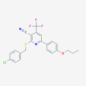 2-[(4-Chlorobenzyl)sulfanyl]-6-(4-propoxyphenyl)-4-(trifluoromethyl)nicotinonitrile