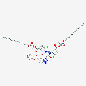 molecular formula C60H75Cl2N5O12 B038398 phenyl 3-[1,3-bis[2-chloro-5-(1-dodecoxy-1-oxopropan-2-yl)oxycarbonylanilino]-1,3-dioxopropan-2-yl]benzotriazole-5-carboxylate CAS No. 111631-54-0