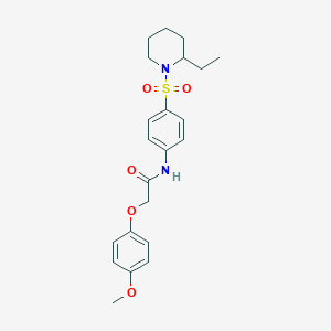 molecular formula C22H28N2O5S B383986 N-{4-[(2-ethylpiperidin-1-yl)sulfonyl]phenyl}-2-(4-methoxyphenoxy)acetamide CAS No. 608493-09-0