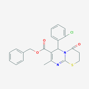 molecular formula C22H19ClN2O3S B383992 benzyl 6-(2-chlorophenyl)-8-methyl-4-oxo-2H,3H,4H,6H-pyrimido[2,1-b][1,3]thiazine-7-carboxylate CAS No. 608494-15-1